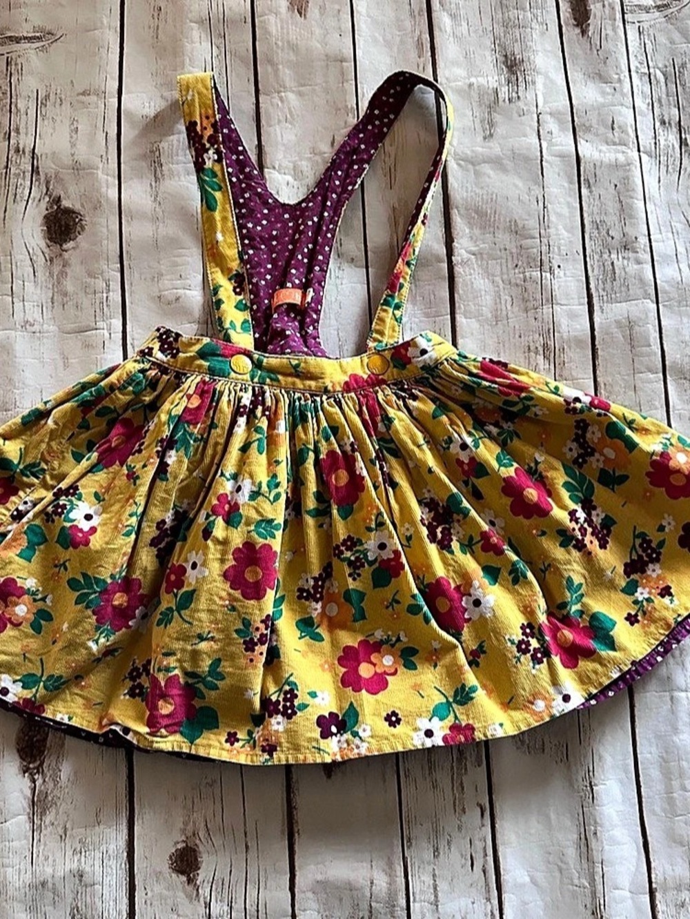 Little Bird yellow floral suspenders skirt vguc 4/5